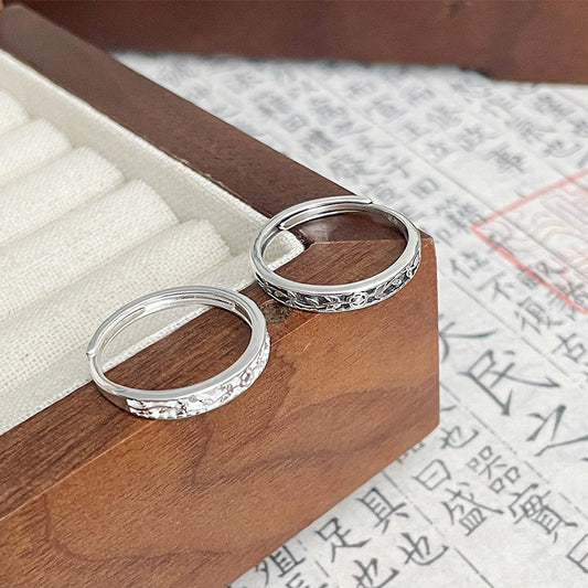 F廠【DQ8437R】999足銀新中式國風花朵戒指女輕奢小眾做舊疊戴純銀食指戒潮 25.03-4