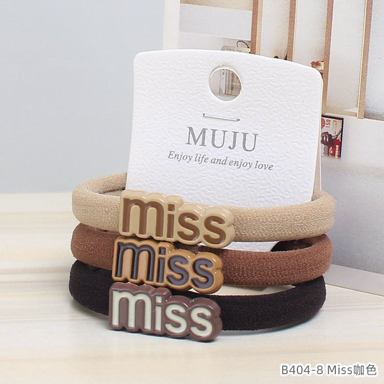 D廠【B404】時尚字母髮繩精美3條套裝毛巾髮圈無痕不傷髮皮筋髮飾高彈性頭繩 24.06-4「D廠-單筆結帳需滿,NT$600出貨(不含運費)」