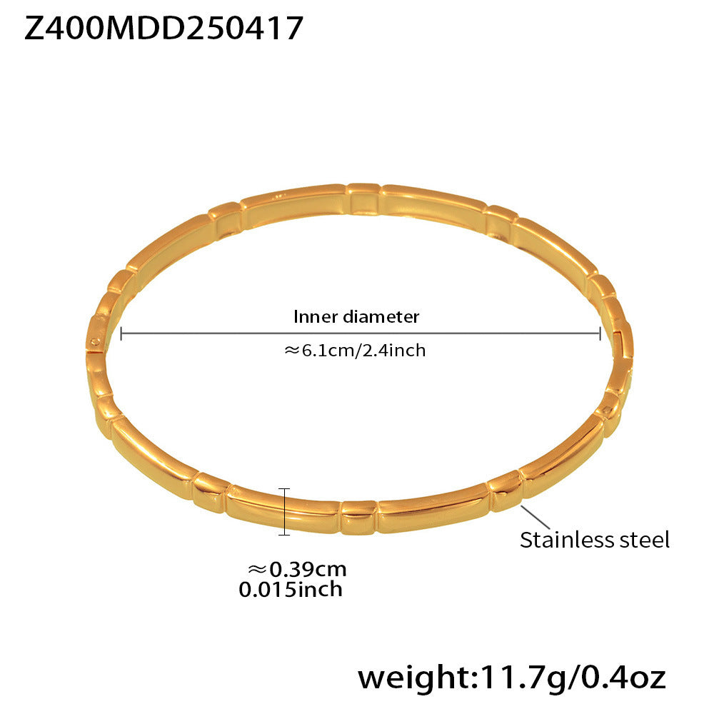 B廠【Z400】歐美飾品不鏽鋼幾何壓花卡扣手鐲ins小眾簡約設計百搭手環 25.04-4