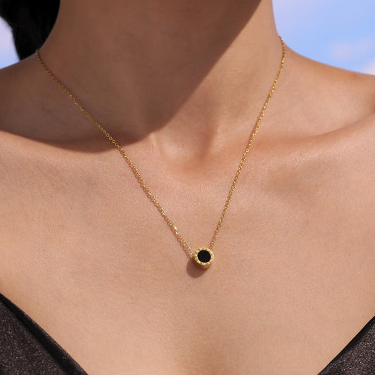 B廠【P128】新款羅馬數位單面黑白貝殼手鍊項鍊跨境熱銷不鏽鋼飾品組合 25.05-2