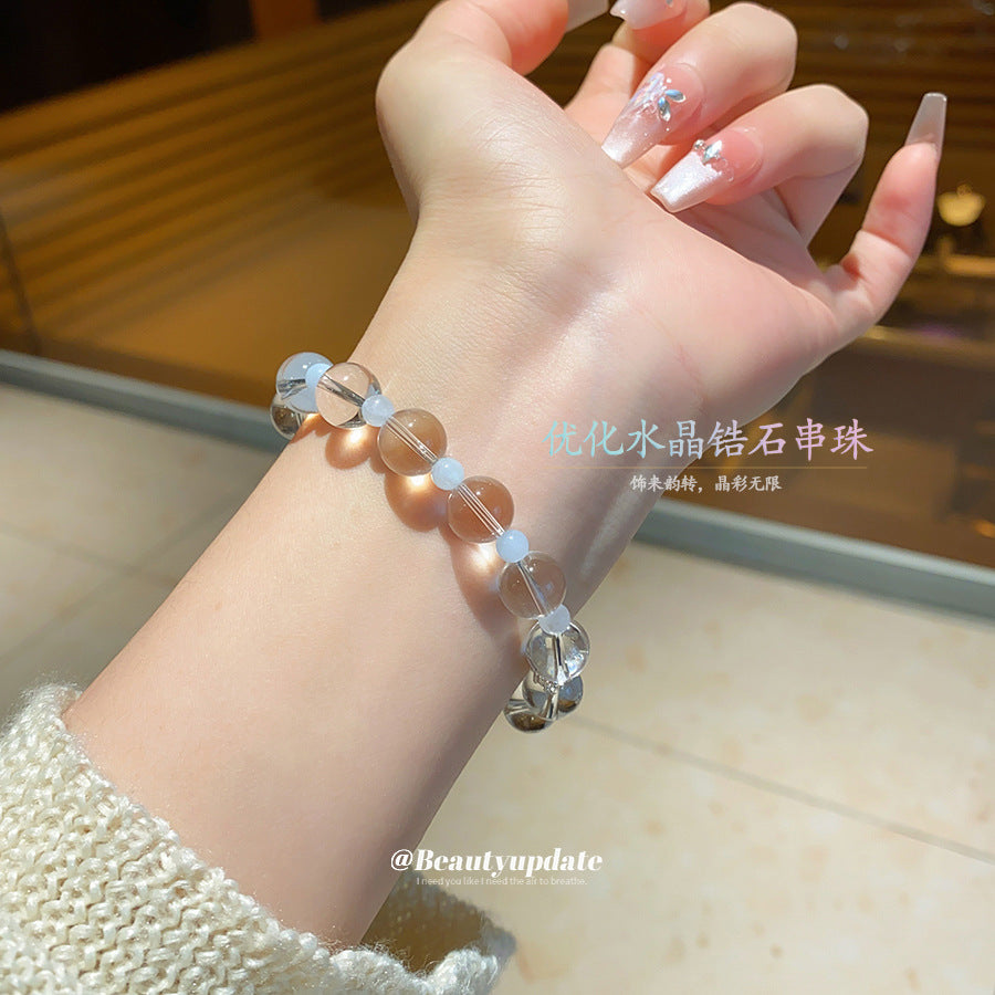 A廠【HB4043】鋯石冰透白水晶串珠手鍊2025新款輕奢小眾水晶手串時尚手環手飾女 25.06-1