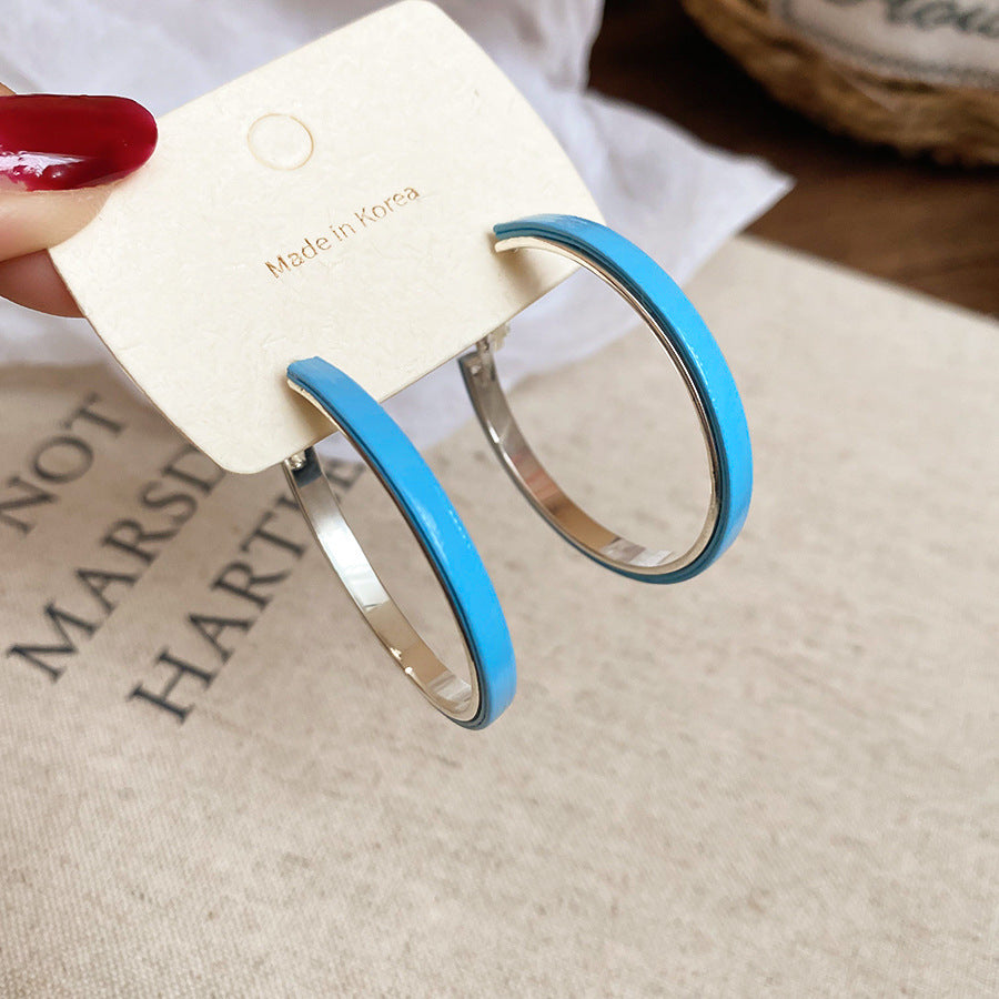 A廠【HE26657】925銀針皮革圓形耳圈個性簡約高級感百搭耳環清新甜美耳飾設計感小眾 25.06-1