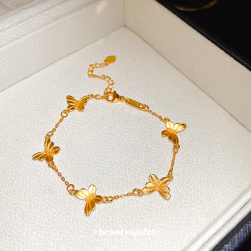 A廠【HB3467】真金電鍍條紋蝴蝶手鍊輕奢高級感新中式手環百搭氣質設計感手飾女 25.01-4