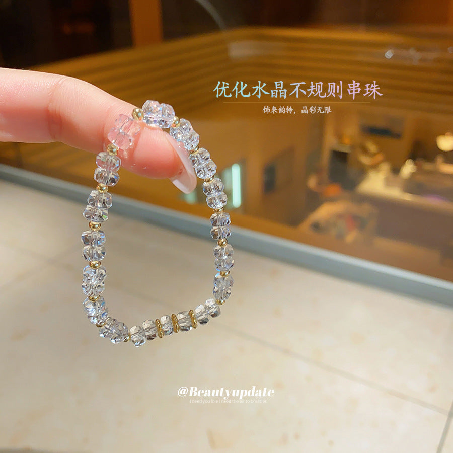 A廠【HB4031】不規則切面水晶串珠手鍊女夏日小眾設計氣質手串獨特絕美百搭手飾 25.06-1