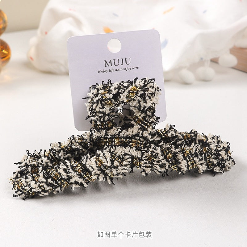 D廠【D118】卡裝小香風抓夾大號多髮量髮夾高級感繞布夾子髮飾後腦勺鯊魚夾 24.12-3「D廠-單筆結帳需滿,NT$600出貨(不含運費)」