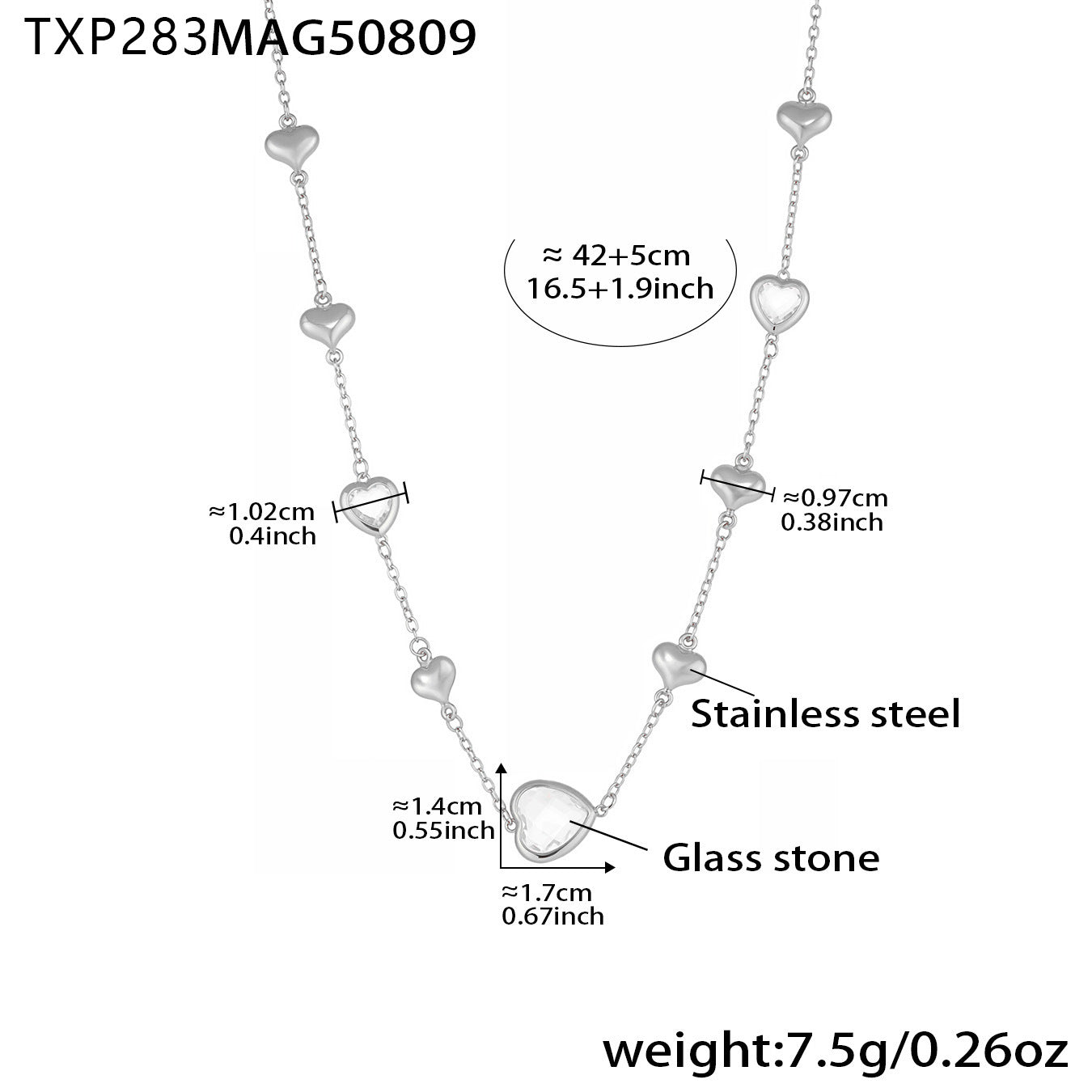 B廠【TXP283】珠寶新品切面玻璃石空心愛心項鍊不銹鋼鍍18k真金精美首飾 25.08-3