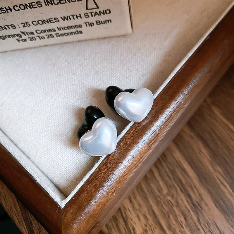 A廠【HE16516】925銀針愛心人造珍珠耳環女款兩戴百搭耳環時尚氣質耳環輕奢高級感 24.11-2