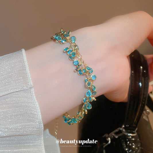 A廠【HB4444】法式復古幾何圓形水晶流蘇手鍊時尚氣質手串手環輕奢高級感手飾女
 25.08-5