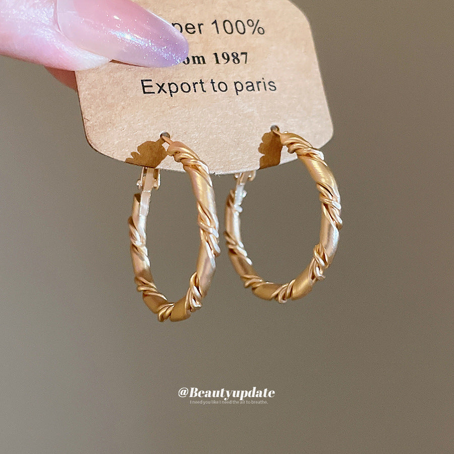 A廠【HE28961】925銀針歐美跨國扭曲幾何圓形耳圈時尚簡約百搭耳環小眾設計感耳飾女
 25.10-4