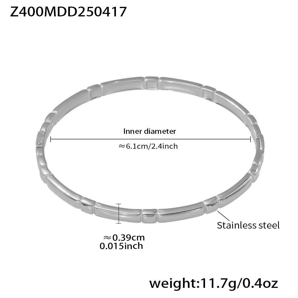 B廠【Z400】歐美飾品不鏽鋼幾何壓花卡扣手鐲ins小眾簡約設計百搭手環 25.04-4