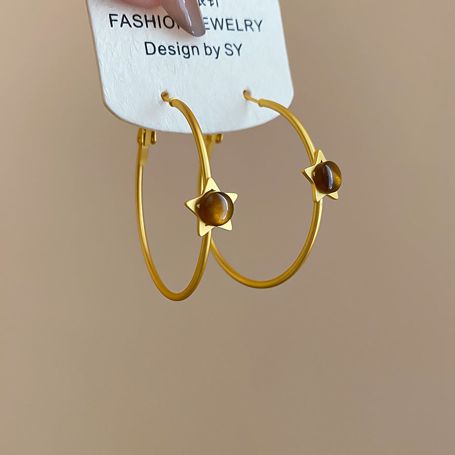 A廠【WE5093】虎眼石愛心五角星耳圈時尚簡約日常百搭耳墜耳環輕奢高級感耳飾女
25.11-2