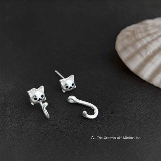 C廠【6596】後掛式可愛貓咪耳環小眾設計感漂亮耳環小巧清新甜美氣質耳飾
 25.09-1