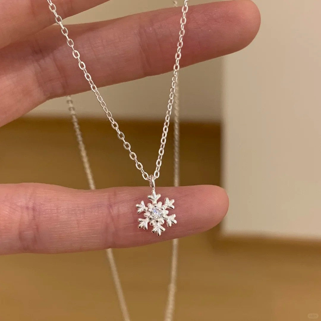 F廠【DQ0011N】足銀999韓系小眾雪花項鍊女精緻高級感通勤百搭鎖骨鏈配件潮 25.04-4