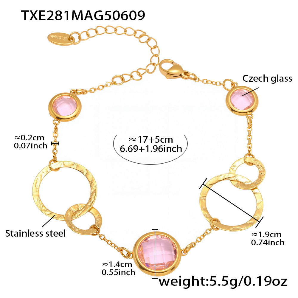 B廠【TXE281】超閃透亮捷克玻璃圓環手鍊精緻高級商品珠寶飾品 25.06-3