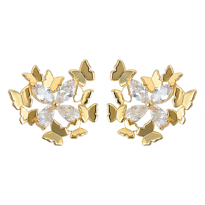 A廠【7156】蝶群~原創設計個性小眾創意925銀針鑲嵌鋯石新款耳環耳環飾品
25.11-4