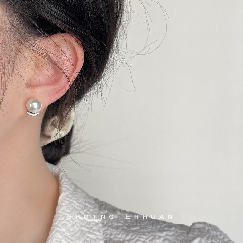 C廠【3916】爆款質感珍珠耳環通勤百搭高級感微鑲鋯石玻璃珍珠圓形簡約耳飾品
 25.10-4