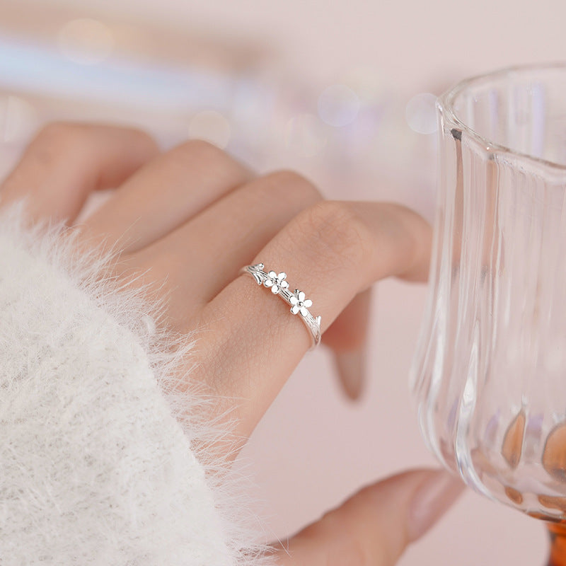 E廠【YC5191R】S999足銀碎花戒指清新韓風氣質簡約森系甜美文藝小眾手飾 25.06-4