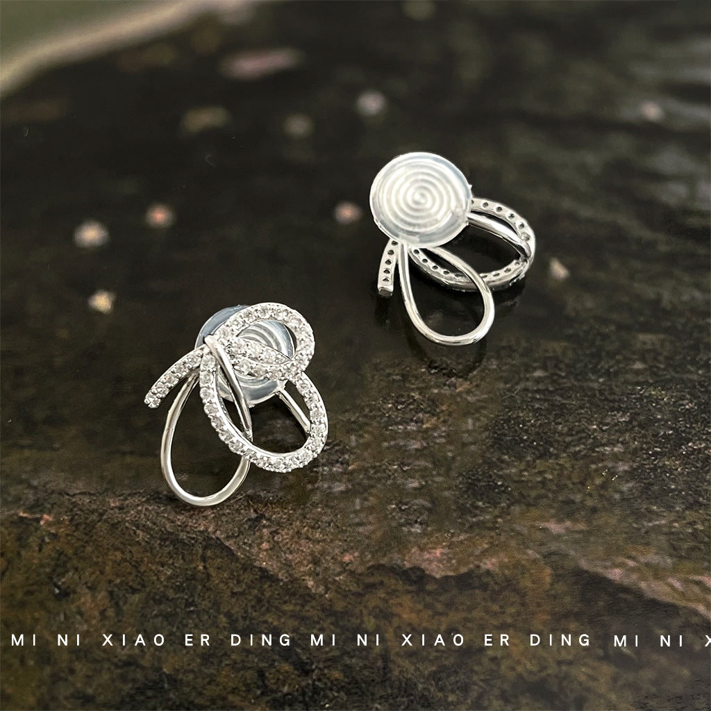 C廠【6087】在逃公主~原創設計師款微鑲鋯石925銀針甜美蝴蝶結鏤空耳飾女耳環 25.05-4