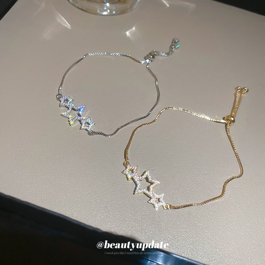 A廠【HB3619】不規則鋯石星星可調式手鍊輕奢高級感手環精緻時尚氣質百搭手飾女 25.03-3