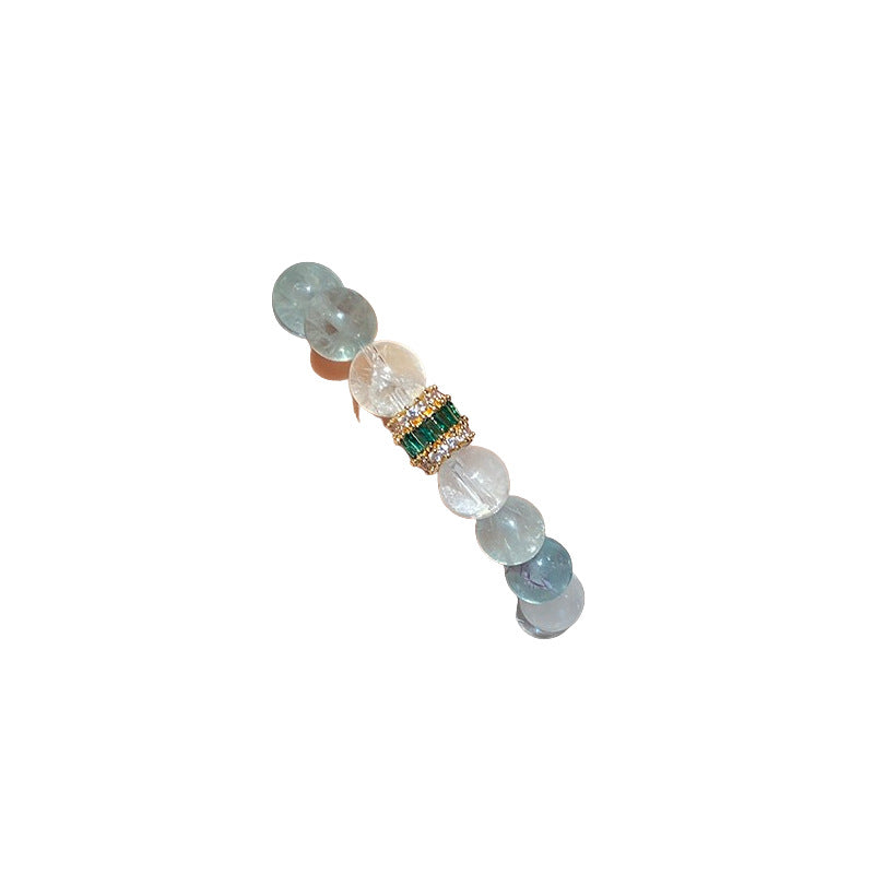 A廠【HB3453】全新中式白水晶彩螢石鋯石串珠手鍊輕奢高級感水晶手環氣質百搭手飾 25.01-4