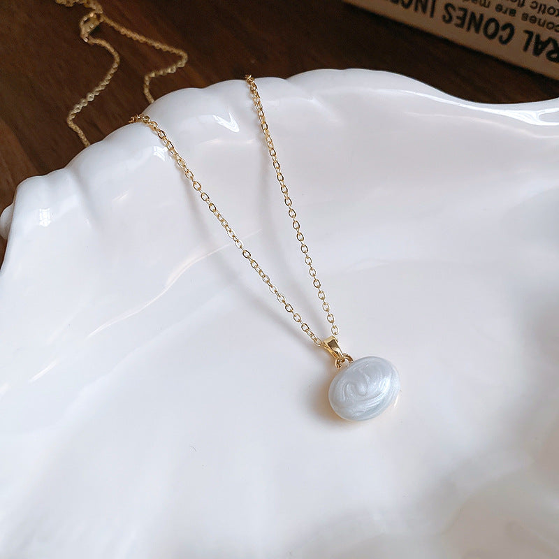 A廠【HN7606】跨境滴油橢圓紅豆項鍊女百搭時尚鎖骨鏈簡約輕奢小眾秋冬氣質飾品 24.11-1