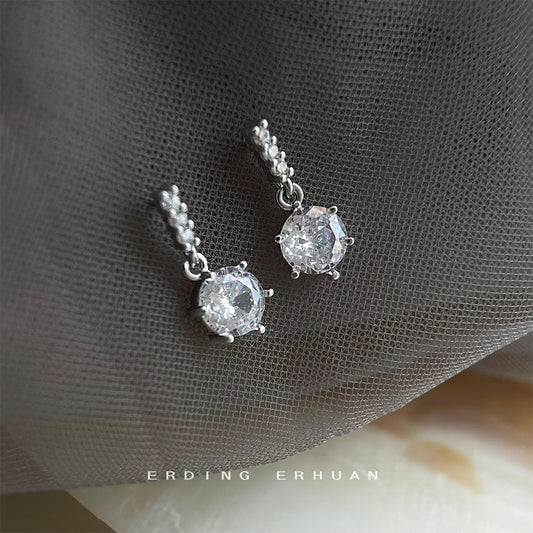 C廠【5256】時尚通勤簡約輕奢風小巧耳環微鑲鋯石925銀針女氣質優雅百搭耳飾 25.06-4