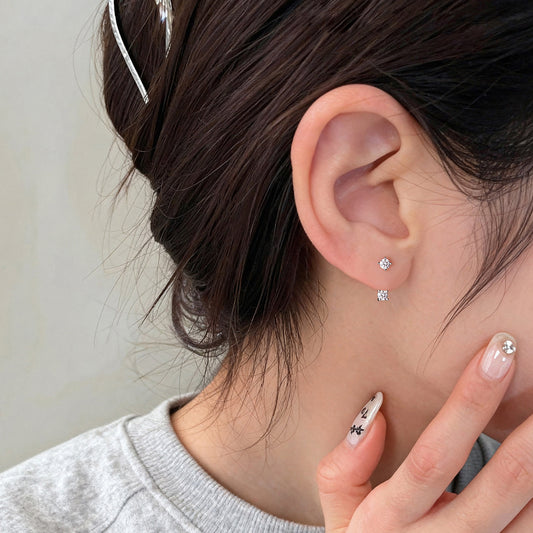 E廠【XDQ10700E】日韓簡約S999純銀幾何閃鑽後掛式耳環女一款兩戴鋯石精緻耳飾
26.01-1