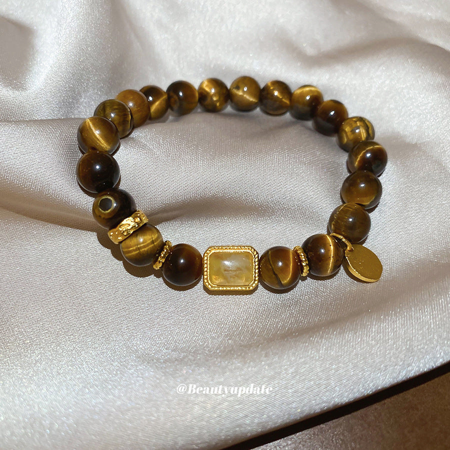 A廠【HB4631】新中式虎眼石串珠葫蘆方形鏤空吊墜美拉德風手串小眾設計感手飾女
 25.10-1