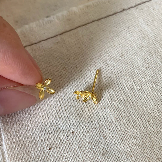 F廠【DQ10457E】S925純銀小眾設計不對稱桂花耳環女古法工藝小花百搭耳飾
 25.10-3