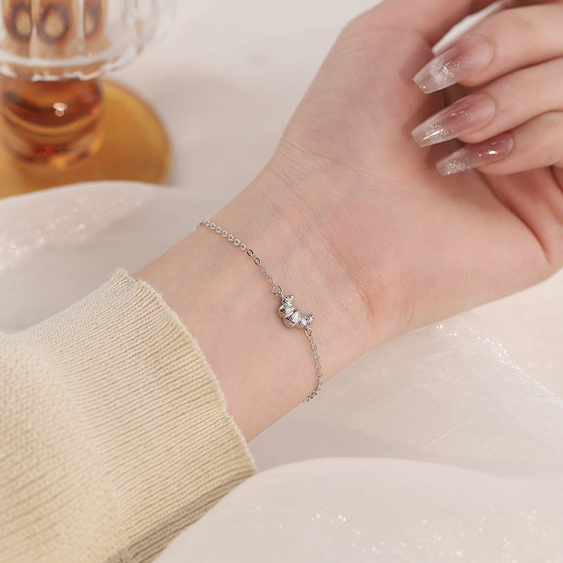 D廠【YC5145SL】S925純銀牛角包手鍊可愛童趣爆款小眾獨特設計感清新手飾 25.02-2