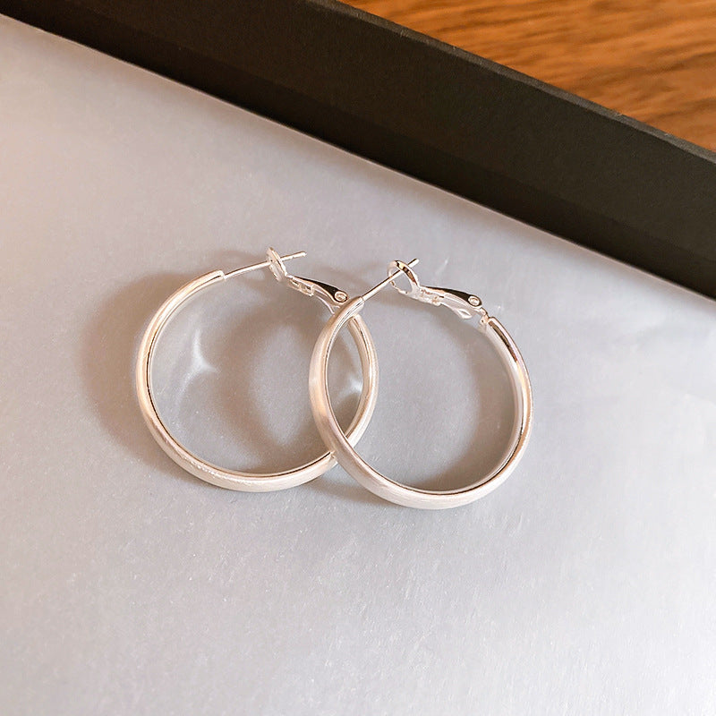 A廠【HE23587】真金電鍍925銀針拉絲耳圈耳環女歐美簡約耳環時尚氣質耳環輕奢高級感 24.11-3