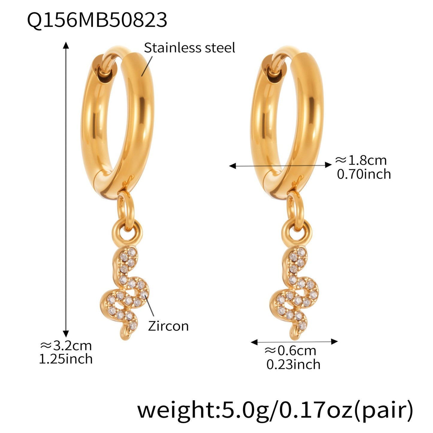 B廠【Q150】ins小眾設計感愛心鋯石吊墜耳環不鏽鋼鍍18k真金耳環不掉色 25.08-5
