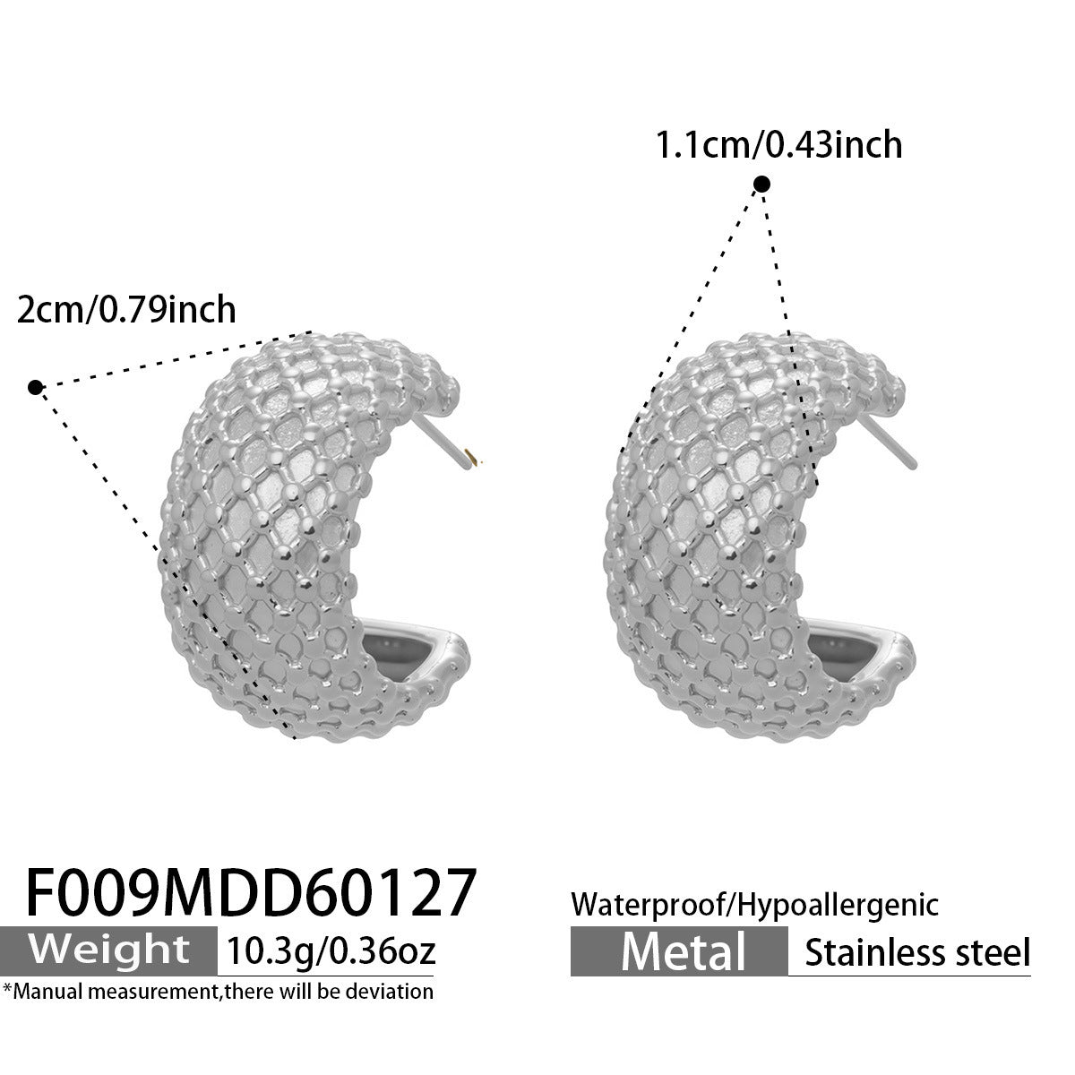 B廠【F009】歐美INS幾何C形網格菱形耳環跨國時尚簡約輕奢耳環不鏽鋼鍍金飾品
26.02-1