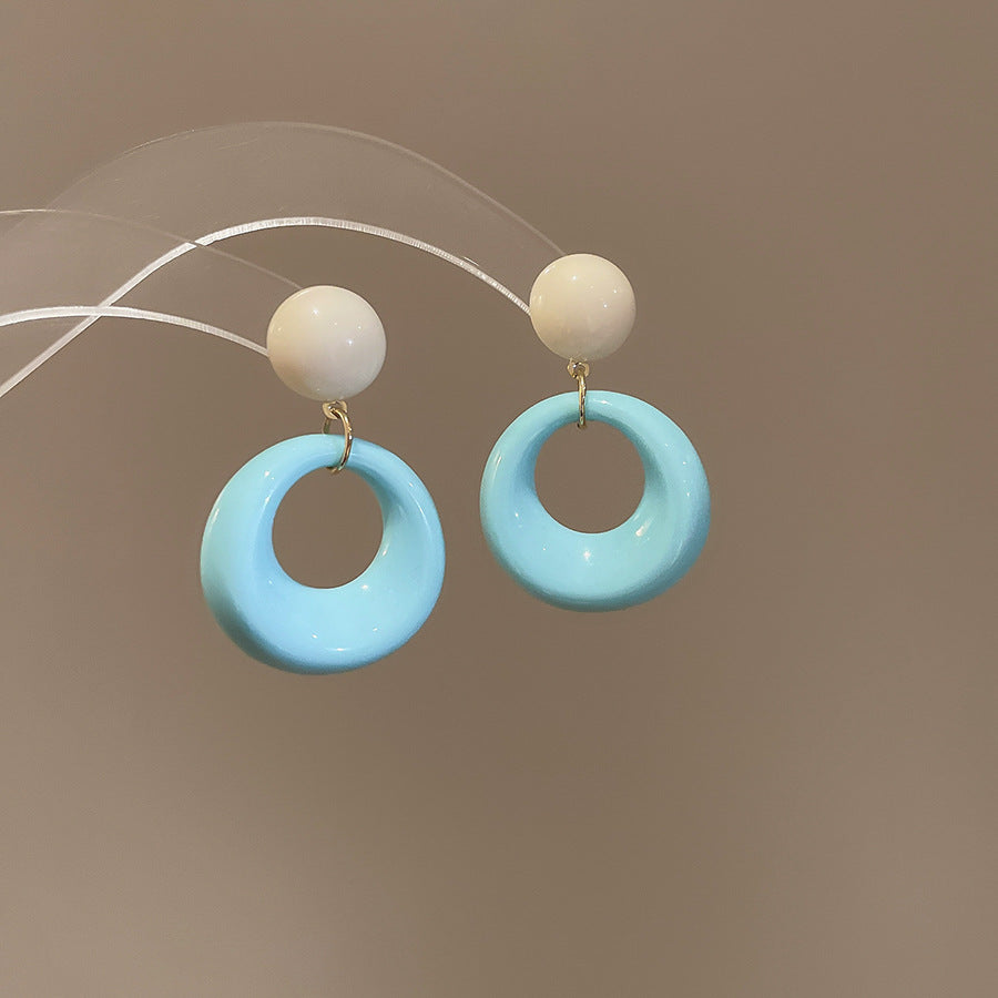 A廠【HE25633】925銀針壓克力圓形耳環春夏多巴胺百搭耳環女清新甜美耳飾小眾高級感 25.03-4