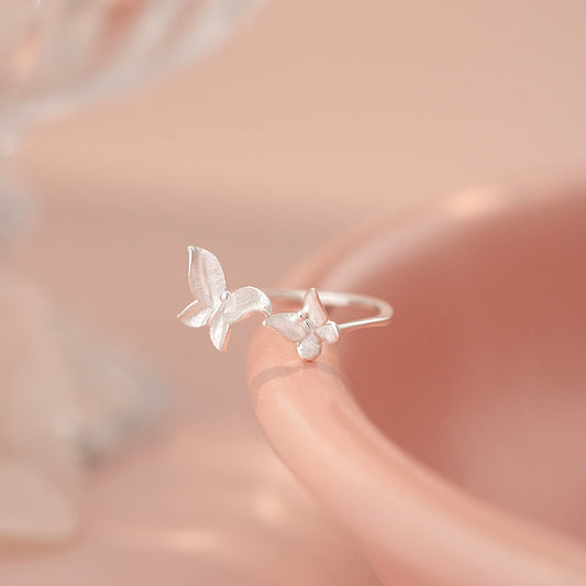 E廠【YC4897R】S925純銀蝴蝶戒指森系小清新韓風氣質田園風高級手飾 25.05-2