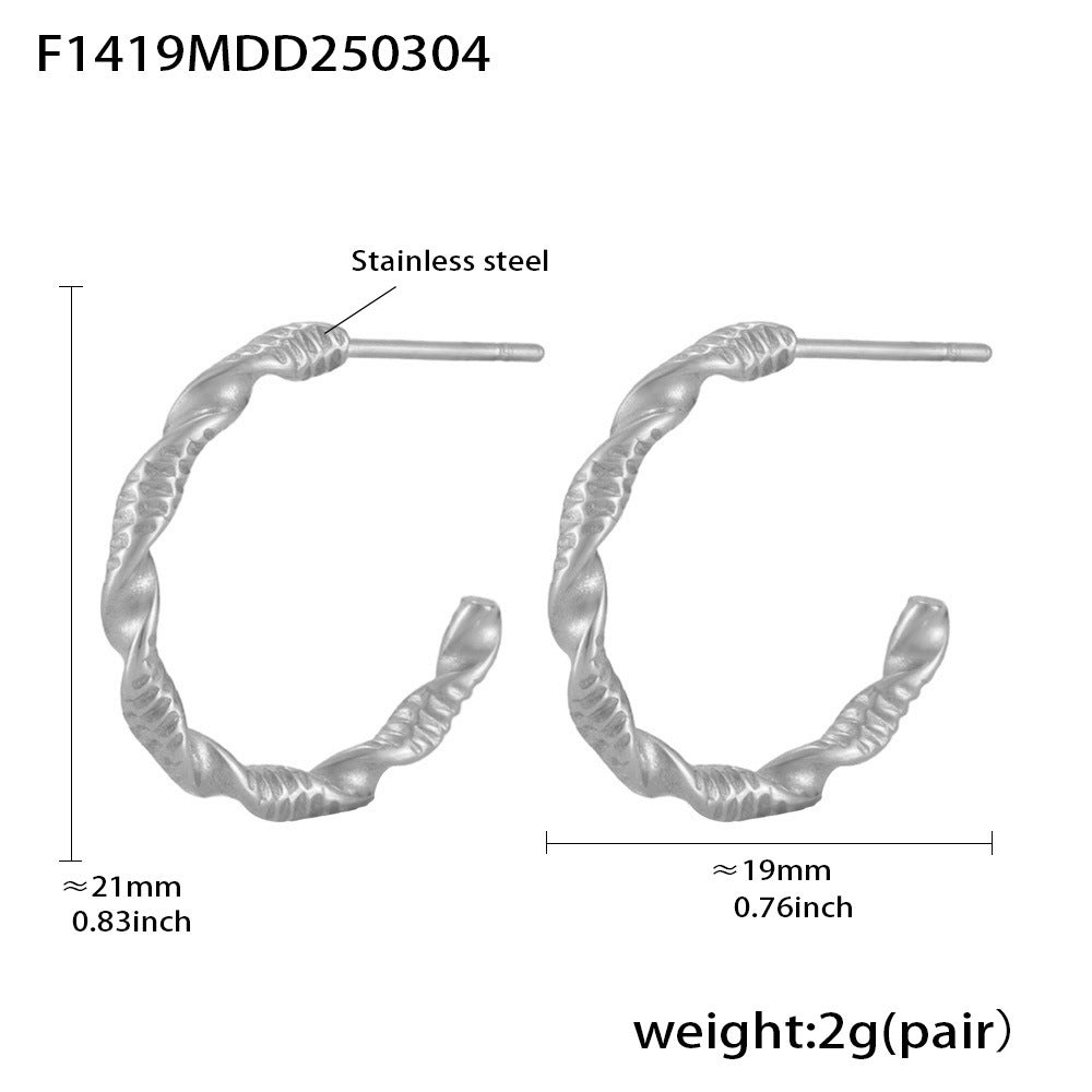 B廠【P670】簡約輕奢小蠻腰項鍊小眾C型耳環女ins鈦鋼不掉色鎖骨鏈飾品 25.03-2
