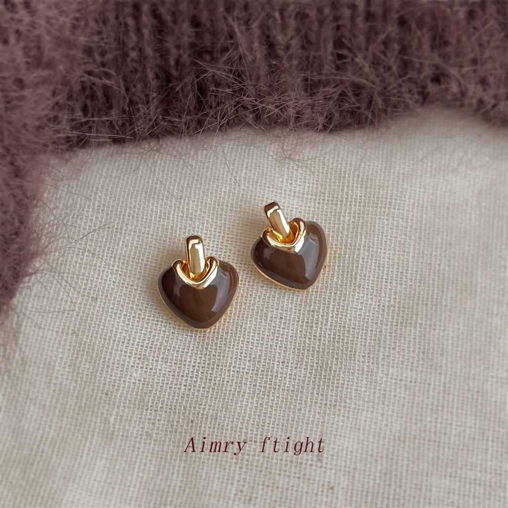 A廠【7256】時尚高級感文藝復古925銀針琺瑯滴釉愛心耳飾港風耳釘
25.12-3