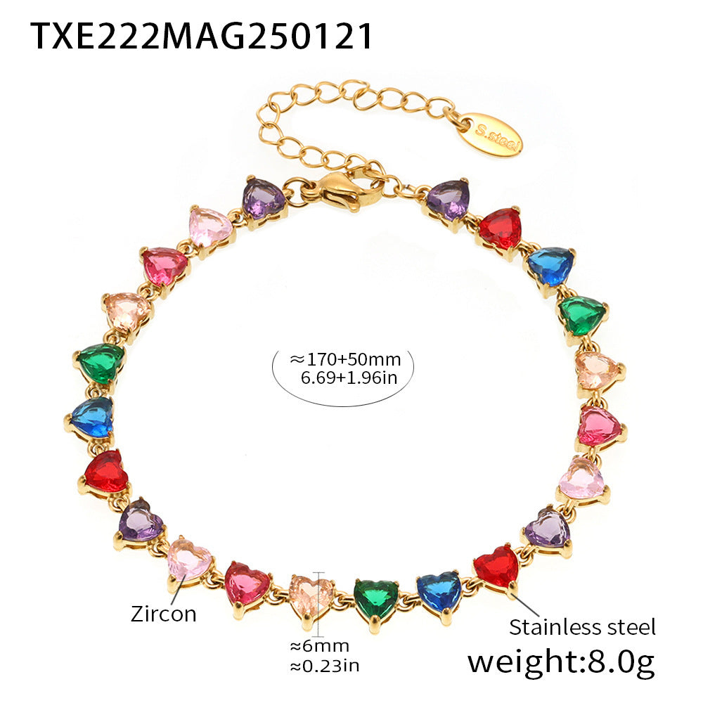 B廠【TXP222】歐美飾品時尚新款愛心型5A鋯石鎖骨鏈項鍊小眾女式首飾套裝 25.02-2