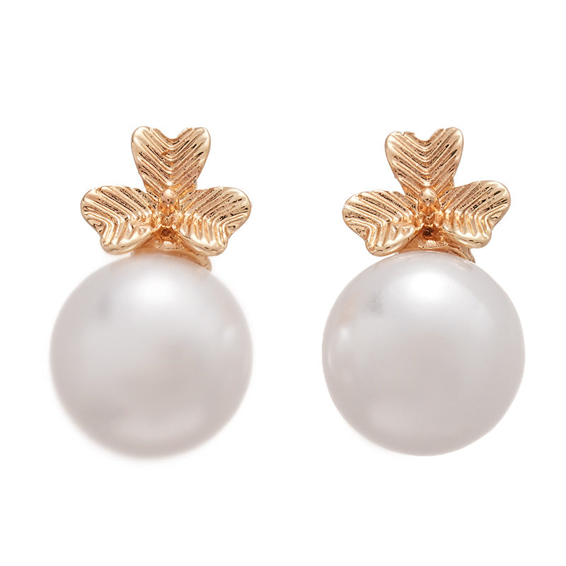 A廠【HE25152】925銀針法式復古花朵珍珠耳環女小眾設計氣質耳環輕奢高級感耳飾 25.03-1