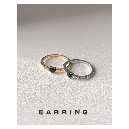 C廠【918】法式高級感~微鑲鋯石鍍14K均碼戒指 ins簡約滴油愛心食指戒 尾戒 25.06-4