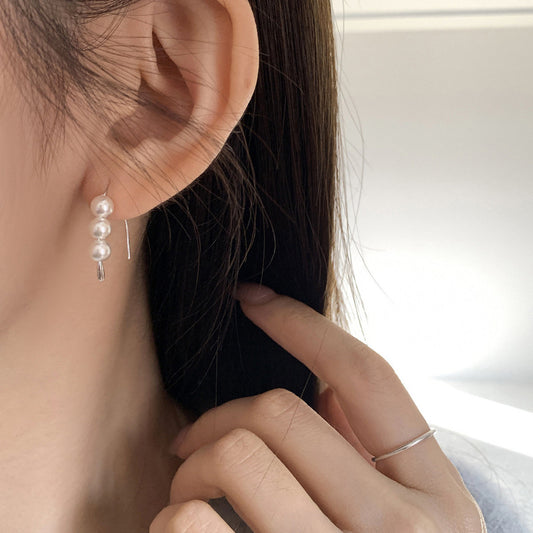 E廠【XDQ10914E】簡約高級感S990純銀仿珍珠水滴耳環女通勤百搭耳環氣質耳飾品 26.07-1