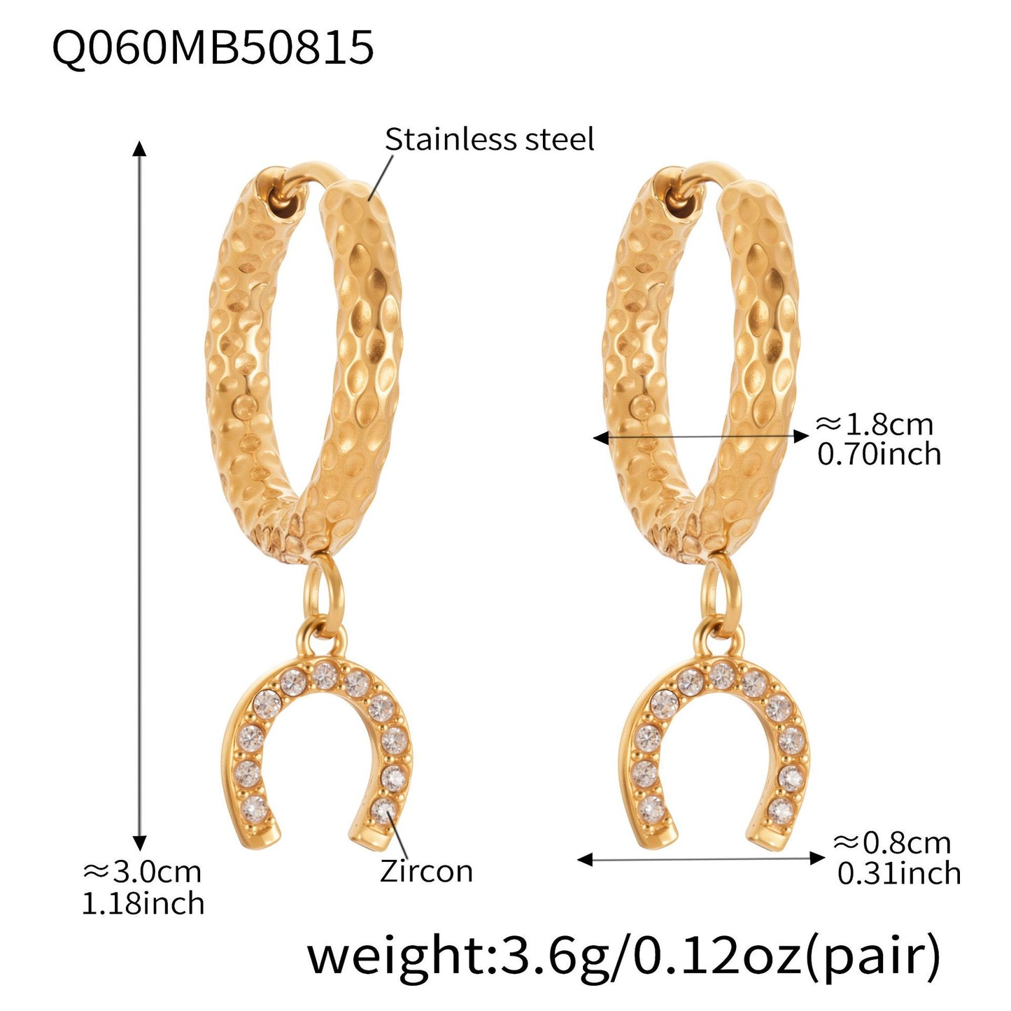 B廠【Q057】新品鑲鑽小馬蹄扣圓圈耳扣耳圈新潮氣質小巧通勤不銹鋼耳飾 25.08-5