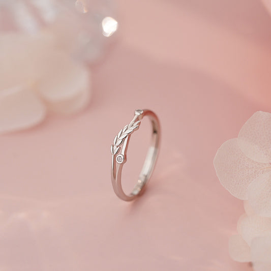 E廠【YC4896R】S999足銀春夏爆款麥穗戒指女森系氣質時尚田園風百搭新款指環 25.06-3