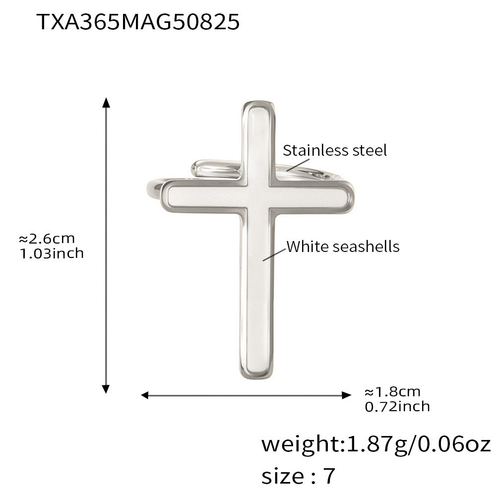 B廠【TXA365】天然貝殼十字架開口戒指耳環吊墜首飾套裝不銹鋼鍍18k真金
25.08-5