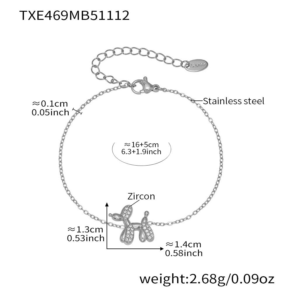 B廠【TXP469】微鑲鋯石氣球狗可愛吊墜項鍊女士時尚輕奢個性鎖骨鏈不銹鋼
25.11-3