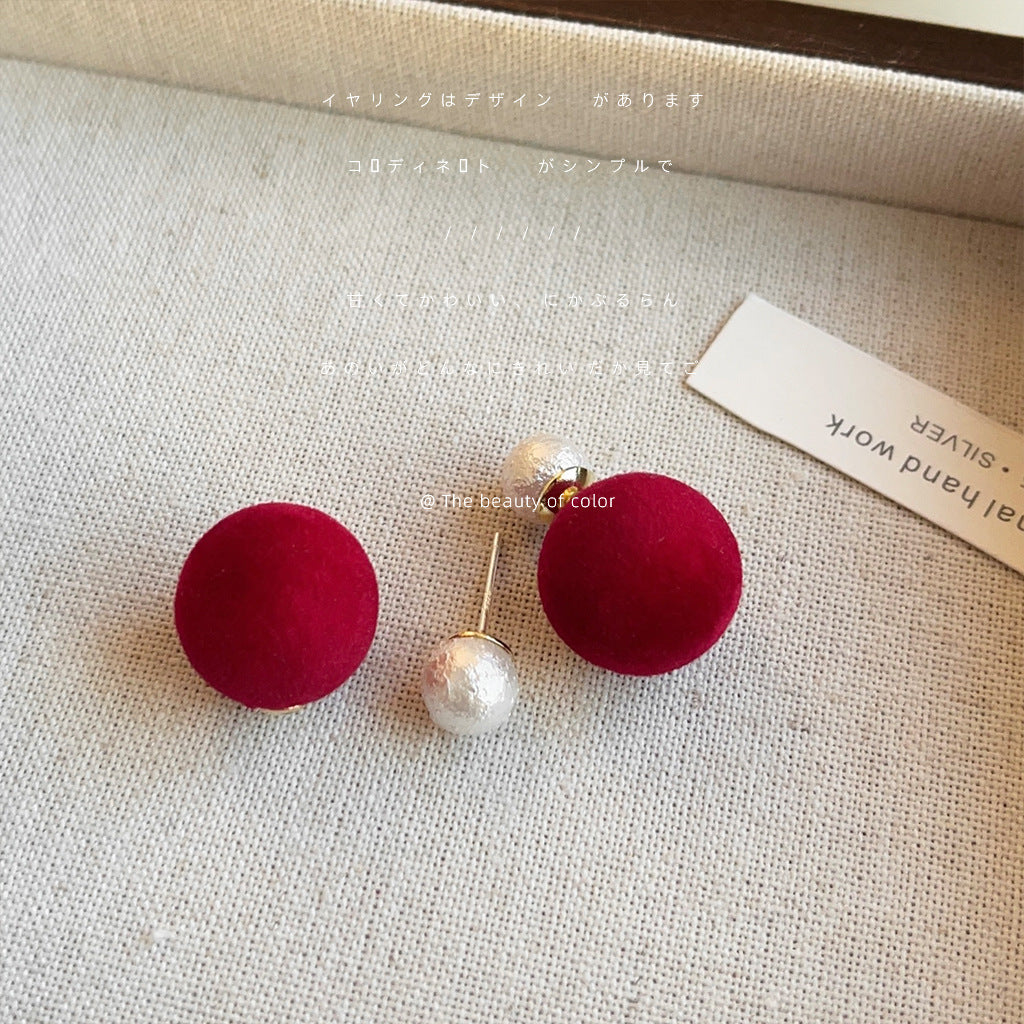 C廠【3522-3523-3524】秋冬植絨系列一款兩戴球形圓形幾何珍珠耳環氣質通勤時尚耳環 24.01-1