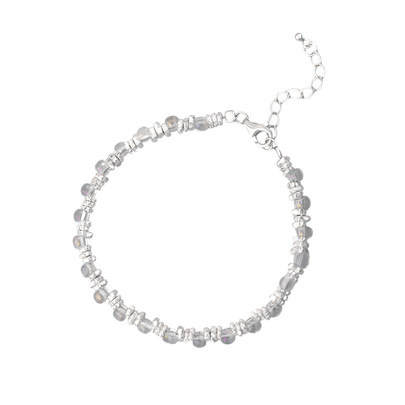 E廠【YC4644SL】S925純銀質感超閃碎銀手鍊女ins風疊戴氛圍甜美優雅手飾 25.06-1