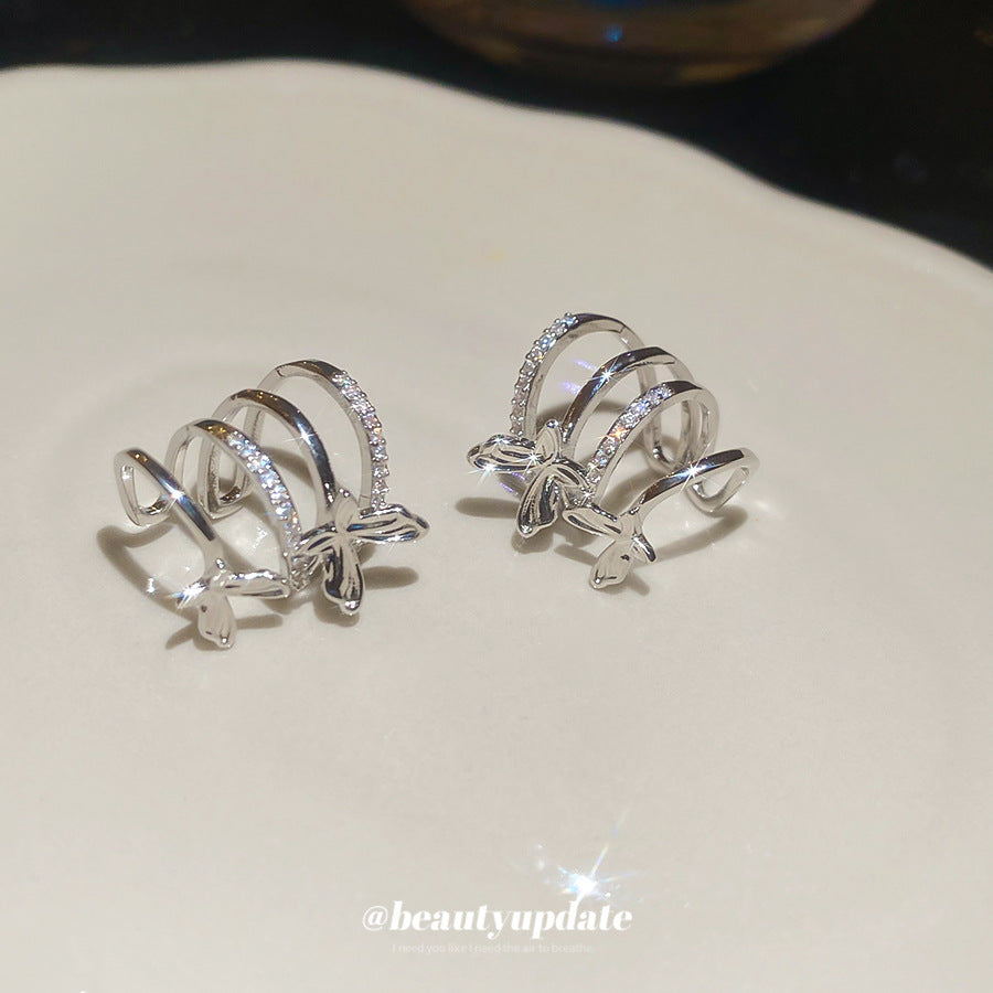 A廠【HE28948】超閃鋯石蝴蝶多層耳夾時尚冷淡風無耳洞耳骨夾精緻輕奢高級感耳飾
 25.10-3