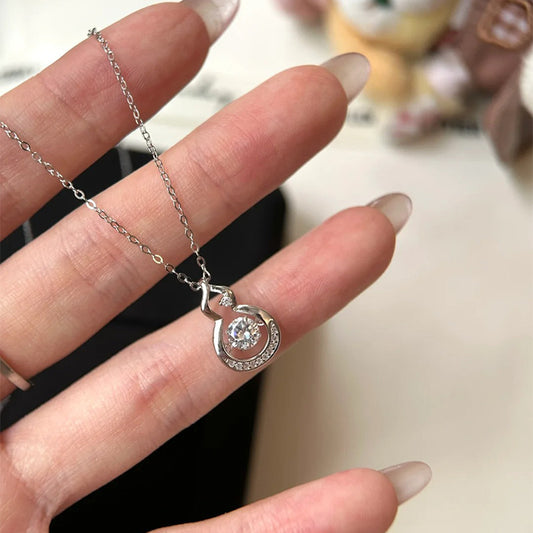 F廠【DQ1772N】S925純銀韓版精緻葫蘆項鍊女小眾簡約跳動的心閃鋯氣質鎖骨鏈 25.03-2