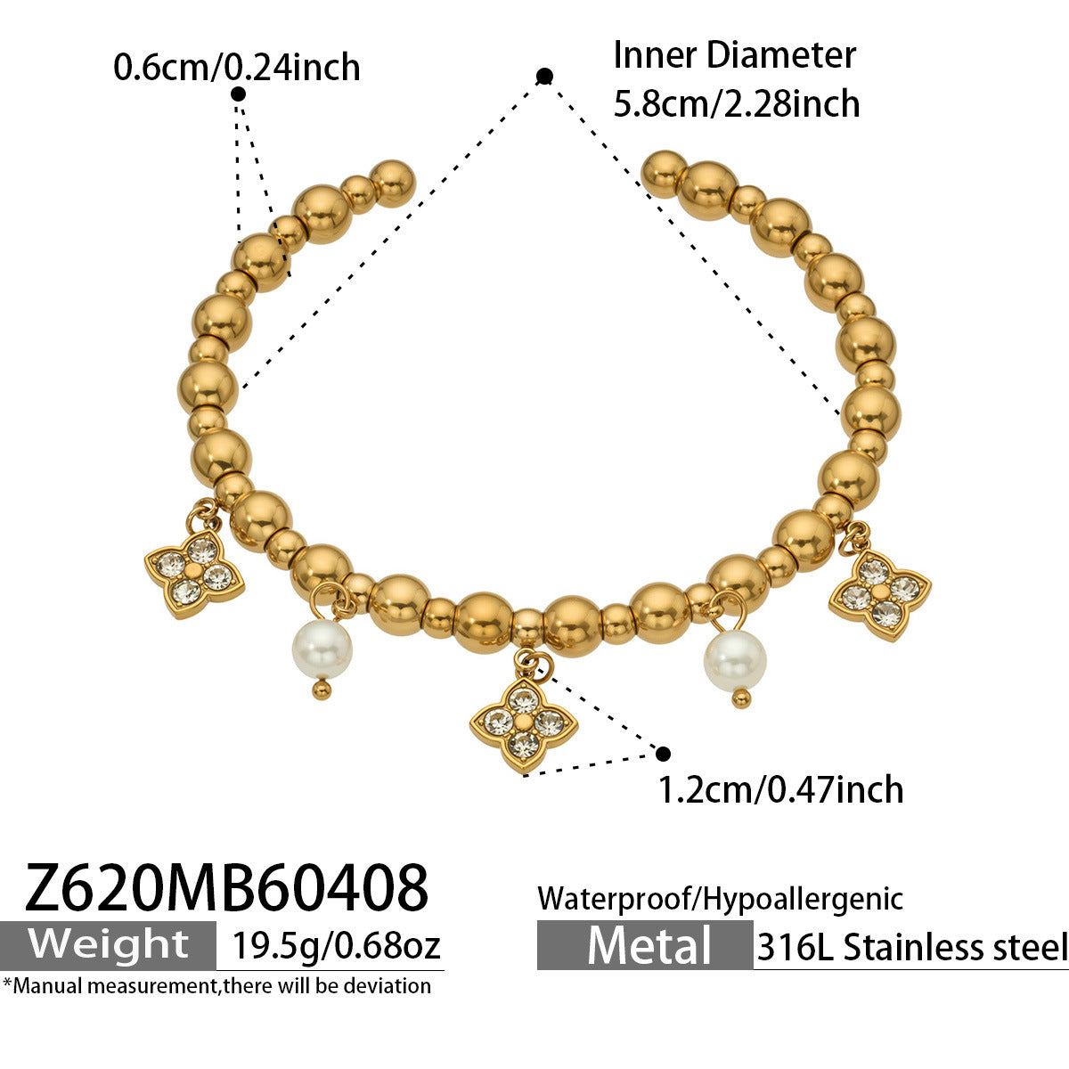 B廠【Z611】歐美個性時尚設計豬鼻子多吊墜開口手鐲組合微鑲嵌鋯石高質感手環
26.04-3